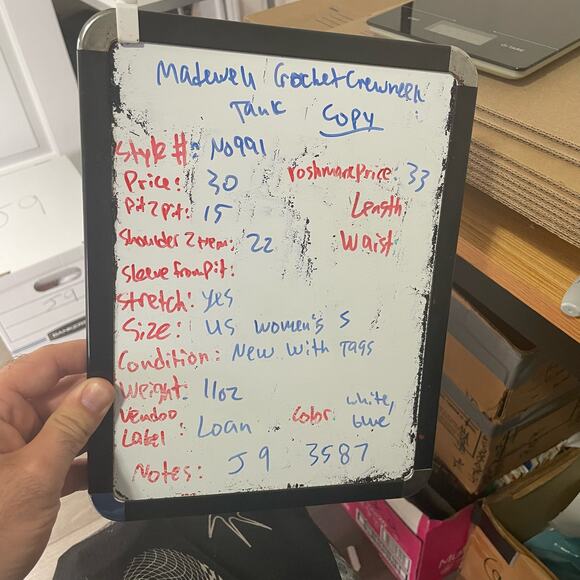 Madewell Crochet Knit Crew Neck 100% Cotton Sweater Tunic Top US Women's S New - Picture 6 of 6